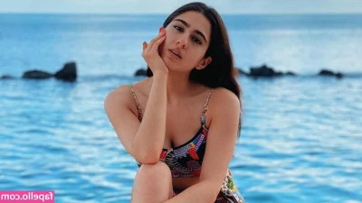 Sara Ali Khan [ sara-ali-khan ] - Just some sheer white stockings and a tiny thong