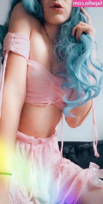 bambibluehairfree - Striping off my dress and playing with my 🐱