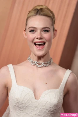 Elle Fanning [ elle-fanning ] - Before and after. Talk about a cream pie. It was dripping down my