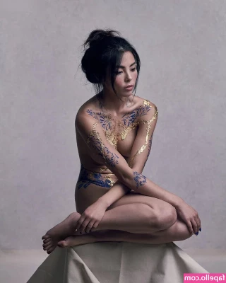 Anna Akana [ anna-akana ] - 9mins of reverse cowgirl on bathroom floor with realistic dildo legs