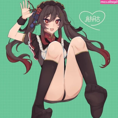 Genshin Impact [ genshin-impact ] - Standing masturbation in orange underwear and white stockings  Today