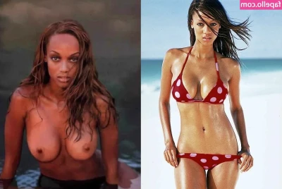 Tyra Banks [ tyra-banks ] - Admiring my fat (stills from vid). (If anyone knows any halfway